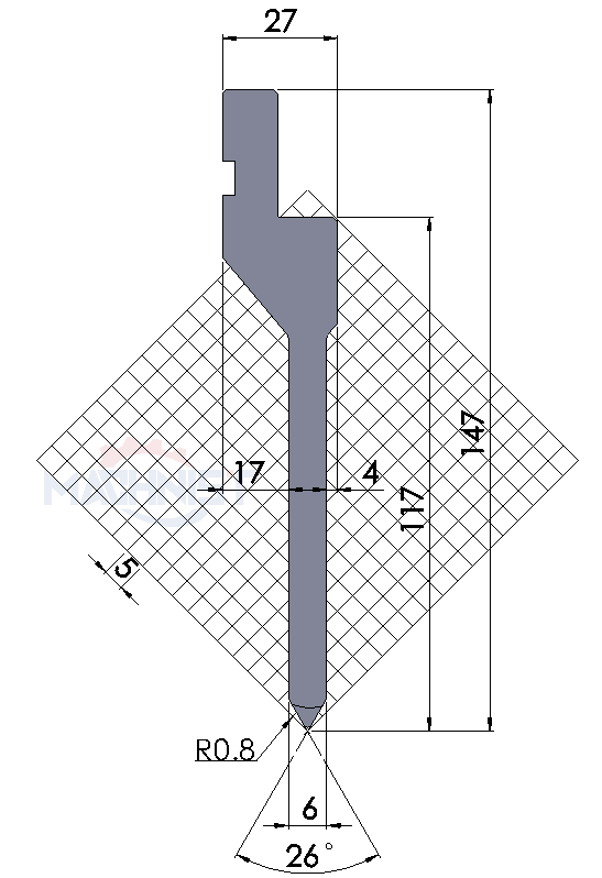 cnc press brake punch Standard punchs 26° 191