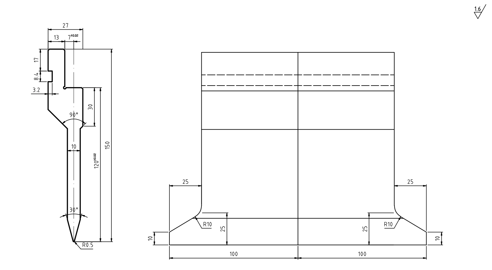 MACHNIST 30 degree acute punch for press brake bending