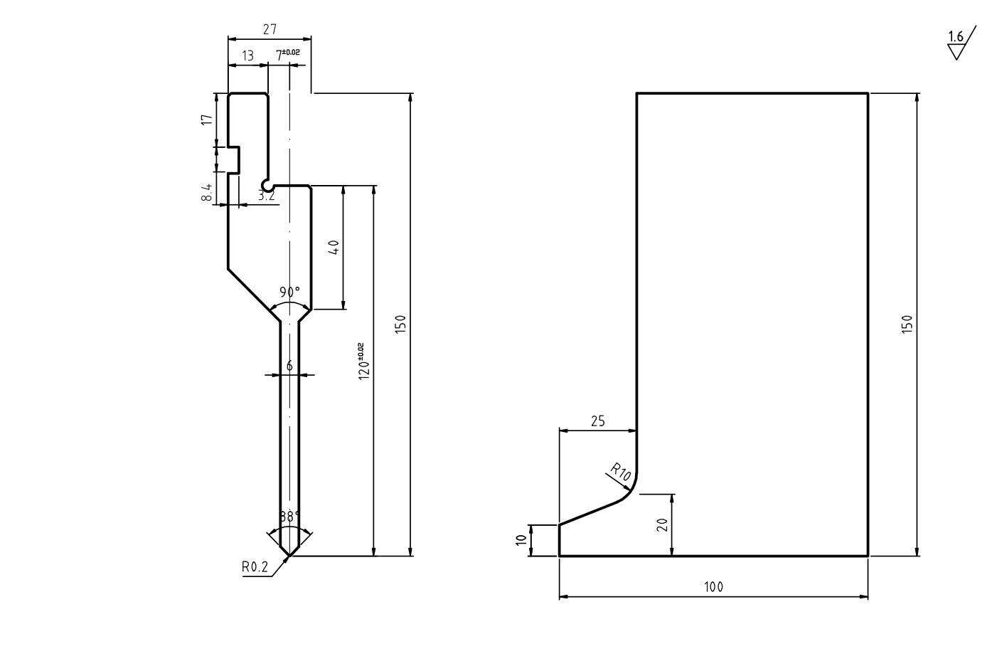 MACHNIST straight punch for general press brake bending
